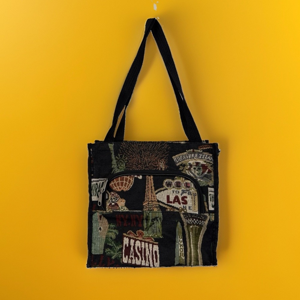 Las Vegas Strip Casino Tapestry Embroidery Souvenir Travel Tote HandBag Purse
